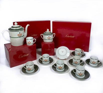 CARTIER «La maison vénitienne, jade» Service à café comprenant : huit tasses à café...