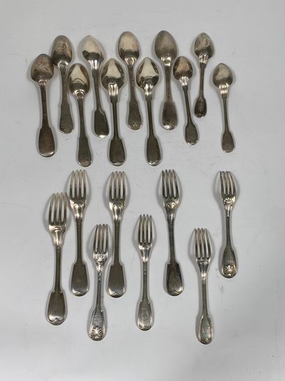 Lot of silver cutlery comprising: - 3 silver...