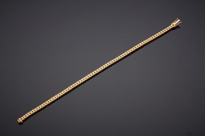  9K yellow gold BRACELET (375‰), set with an alignment of 72 multicolored square...