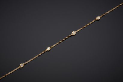 Yellow gold (750‰) chain BRACELET set with...