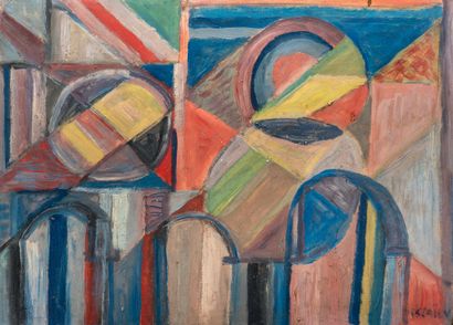 Nicolai ISSAIEV (1891-1977) Abstraction Huile sur carton, signée en bas à droite,...