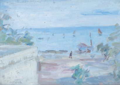 Jules LELLOUCHE (1903-1963) Bay in Tunis Oil on panel, signed lower left 23,5 x 35...
