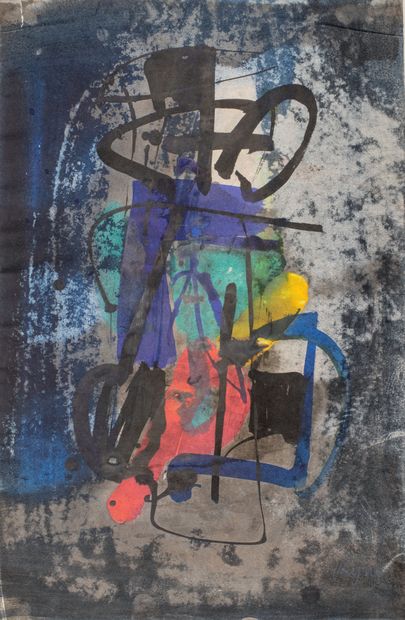 Ladislas KIJNO (1921-2012) Composition Mixed media on paper, signed lower right,...