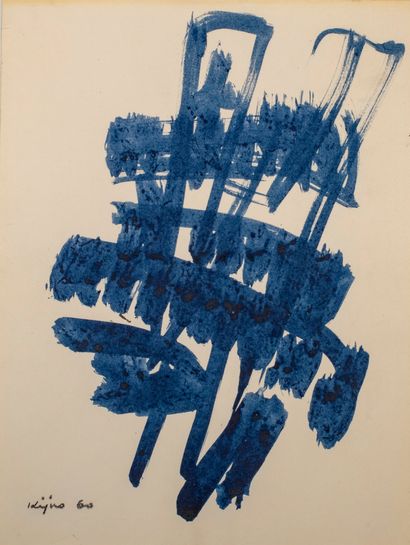 Ladislas KIJNO (1921-2012) Composition,1960 Blue ink on paper, signed and dated lower...