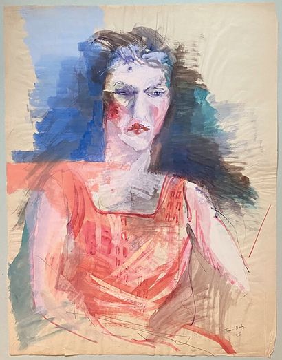Jean DUFY (1888-1964) Femme de face, 1926 Watercolour on paper, signed and dated...