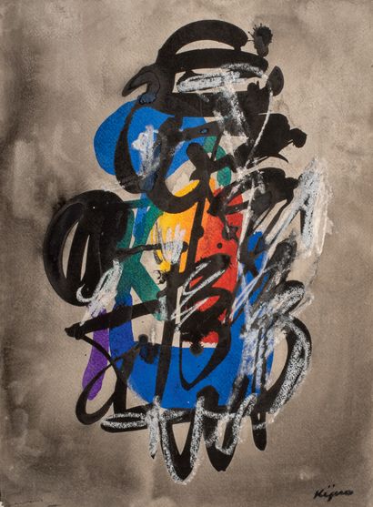 Ladislas KIJNO (1921-2012) Composition Ink and gouache on prepared paper, signed...