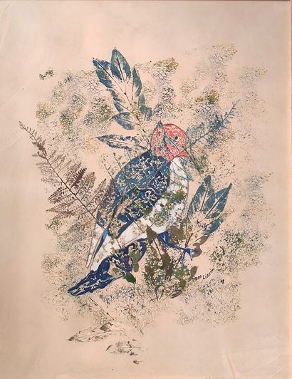 Simon Mihailovitch LISSIM (1900-1981) Oiseau (Readheaded Woodpecker), 1968 Gouache...