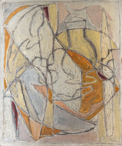 Elisabeth RONGET- (1899-1990) Composition Huile sur toile, signée en bas à droite...