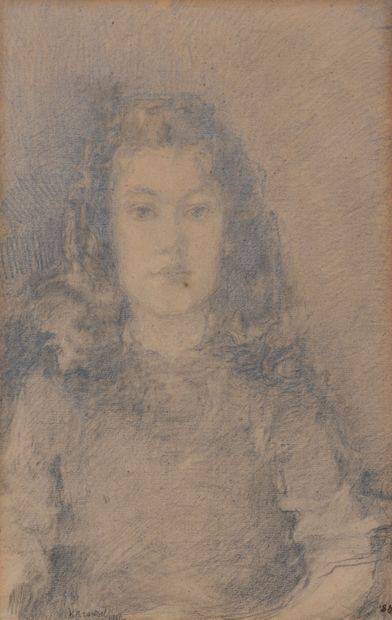 Konstanty BRANDEL (1879/80-1970) Portrait de jeune fille, 1951 Crayon sur papier,...