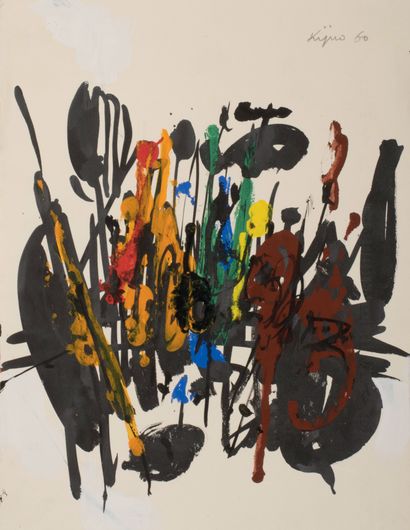 Ladislas KIJNO (1921-2012) Composition, 1960 Mixed media (ink and gouache) on paper,...