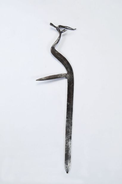 Wrought iron throwing knife with antelope...