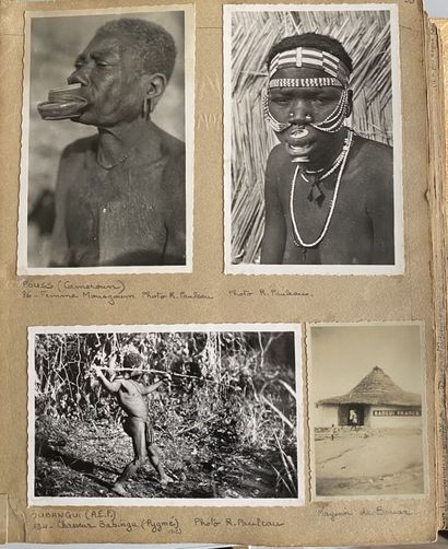  BANGUI - CENTRAL AFRICA - CAMEROON Album Bouard, 1948-1950. Women with a tray, witch...