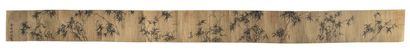 Large horizontal scroll with bamboo decoration...