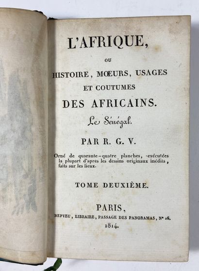  Geoffroy de Villeneuve, R. 
L'Afrique 
Paris, Nepveu, 1814 
4 vols in-12 pleine...