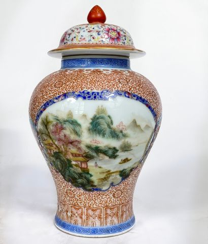 Small porcelain vase decorated with lake...