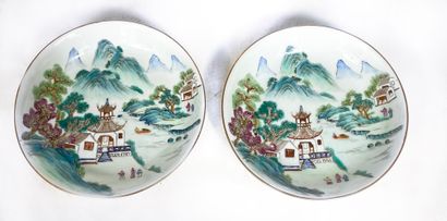 Pair of small dishes of the green family...