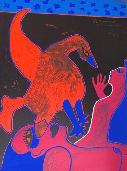  Guillaume CORNEILLE (1922-2010) 
Oiseaux ensorceleur, 1978 
Lithographie en couleurs...