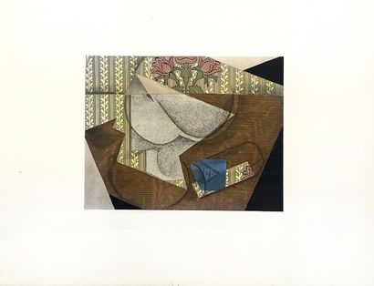  Juan GRIS (1887-1927) 
Le paquet de tabac, 1933, 
Pochoir en couleurs, édition Jeanne...