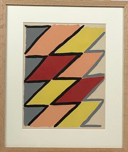  Sonia DELAUNAY (1885-1979) 
Composition, 1930 
Pochoir en couleurs sur vélin, planche...