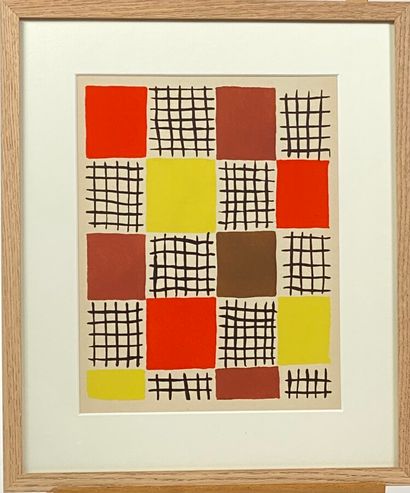  Sonia DELAUNAY (1885-1979) 
Composition aux carrées de couleurs, 1930 
Pochoir en...