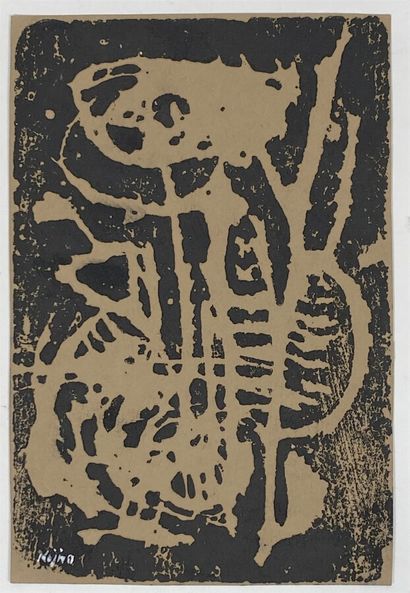  Ladislas KIJNO (1921-2012) 
Composition 
Monotype sur papier, signée en blanc à...