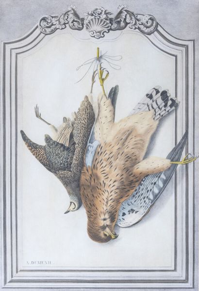 ECOLE XXème siècle Deux gravures «trophées de chasse»
