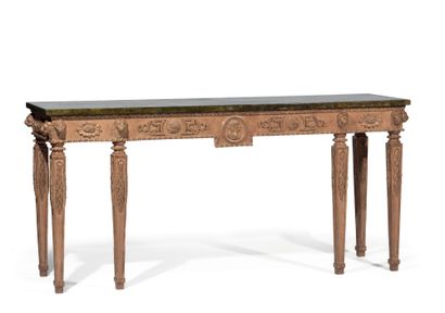 Large rectangular console in carved and lacquered...