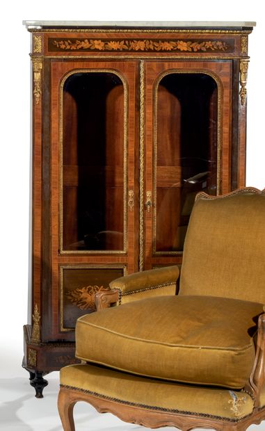 Veneer cabinet with inlaid decoration of...
