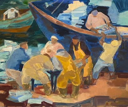 Les pêcheurs 
Huile sur toile, 
54 x 65 ...