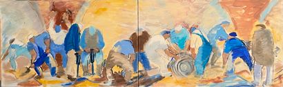  Les travailleurs 
Diptyque, huiles sur toile 
38 x 61 cm (x 2)