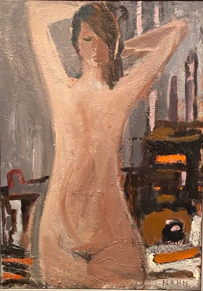  Nude (grey) 
Oil on canvas, signed lower right, countersigned on the back 
92 x...