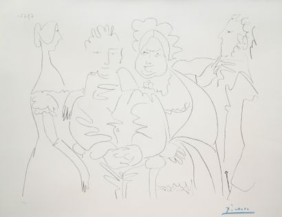 Pablo Picasso (1881-1973) Family portrait, four characters, 1962 (Bloch n°1032) Lithograph...