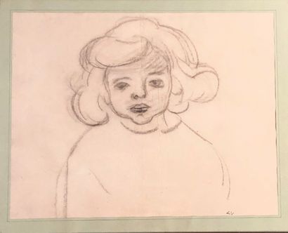 Louis VALTAT (1869-1952) Portrait de jeune fille Fusain, sur papier cachet du monogramme...
