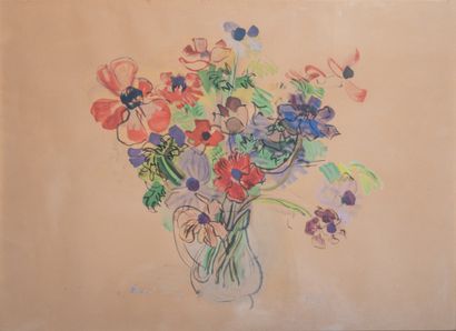 Raoul DUFY (1877-1953) Bouquet d'anémones, 1953 Procédé Spitzer , signé dans la planche...