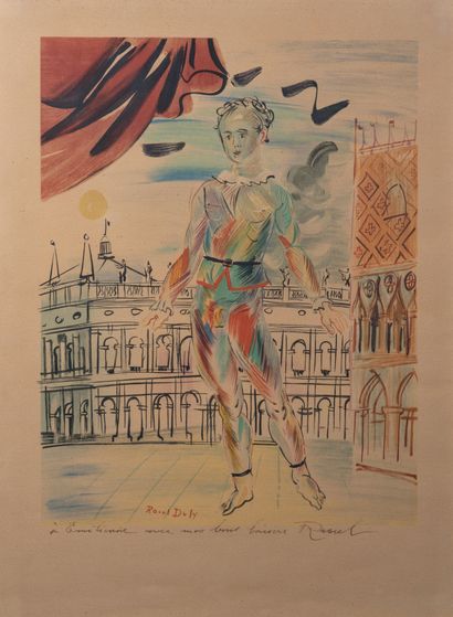 Raoul DUFY (1877-1953) Arlequin, circa 1950 Lithographie en couleurs sur vélin, signée...