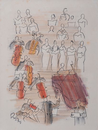 Raoul DUFY (1877-1953) Orchestre Lithographie en couleurs, cachet sec « Pierre Tartas...