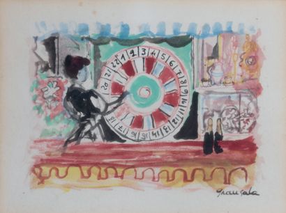 Emilio GRAU-SALA (1911-1975) La fête foraine Gouache sur papier, signée en bas a...
