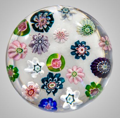 Clichy.paperweight decorated with 17 polychrome...