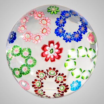Clichy.paperweight with a rosette motif formed...