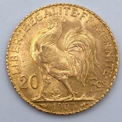  Ensemble de 25 pièces d'or : 
1 pièce de 20 Francs en or type "Napoleon III Tête...