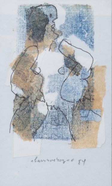 Slavko KOPAČ (1913-1995) Femme debout, 1984 Collage et technique mixte sur papier,...