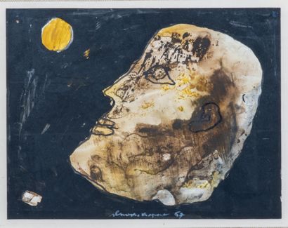 Slavko KOPAČ (1913-1995) L'homme et la lune, 1967 Gouache sur papier, signée et datée...