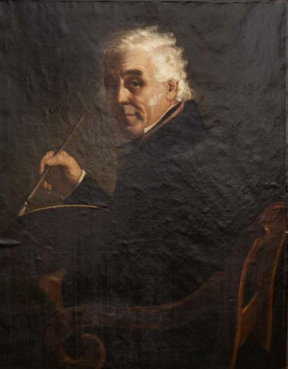  Ecole française vers 1840 
Portrait d'un peintre aux cheveux blancs 
Huile sur toile...