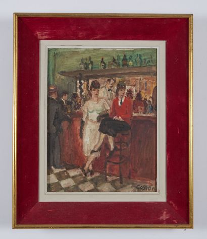  COSSON Marcel (1878-1956) 
Scène de bar 
Huile sur toile, signée en bas à droite...