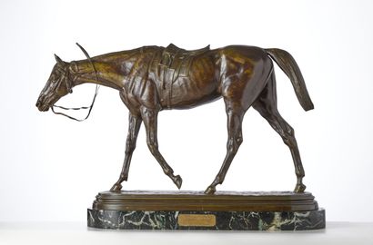  ISIDORE Jules Bonheur (1827-1901) 
"Pur-sang" 
Bronze à patine verte 
41 x 63 cm...