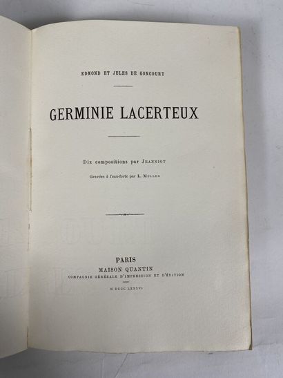  [Edmond et Jules de Goncourt:Germinie Lacerteux].Edité à Paris par Maison Quentin...