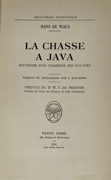  [Hans de Wals/La chasse a java "collection : Bibliothèque géographique"].Edité à...