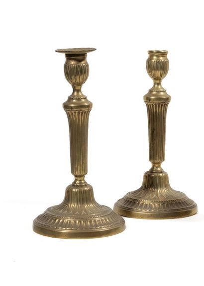 Pair of torches in chased bronze and formerly...
