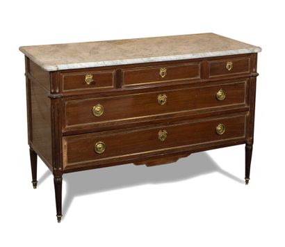 Mahogany and mahogany veneer chest of drawers;...