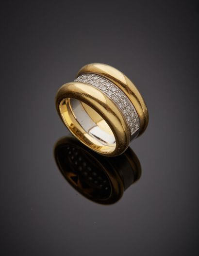 Large yellow gold and white gold (750‰) RING...
